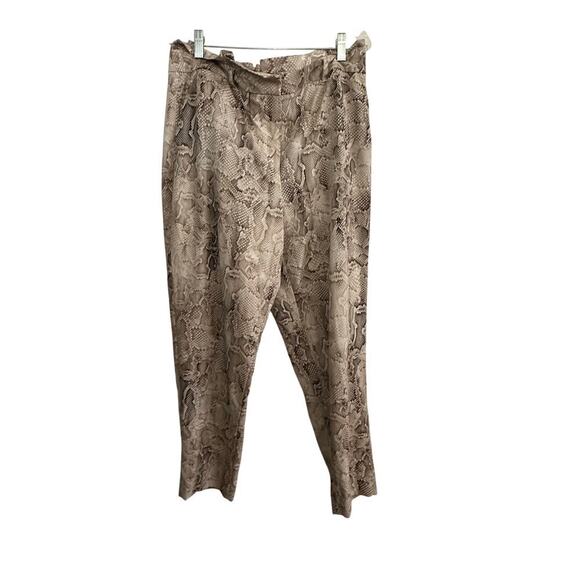White House Black Market Snake Print Paperbag Waist Tapered Ankle Pants Size 12 - Picture 3 of 5